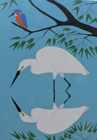 Little Egret and Kingfisher by Stuart Hill