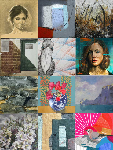 Collage of artwork in the LSA Annual Exhibition 2020