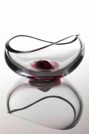 Shallow Vessel with Red Sculptural Element by Angie Packer