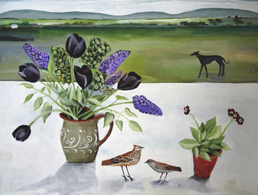 Black Tulip and Black Whippet by Angela Harding
