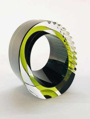 Olive and Midnight Blue Cog Cut Slice by Graeme Hawes