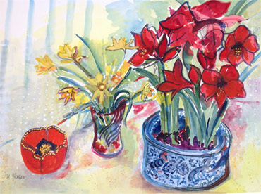 Amaryllis & Daffodils by Jill Hailes