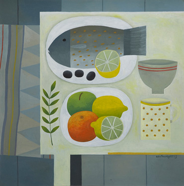 Grey Still Life with Fish by Reg Cartwright