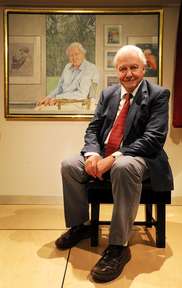 Sir David Attenborough with Bryan Organ's portrait of him