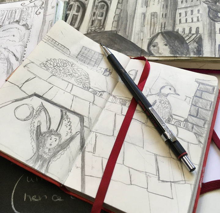 Jane Sunbeam's sketchbook and Rotring pencil