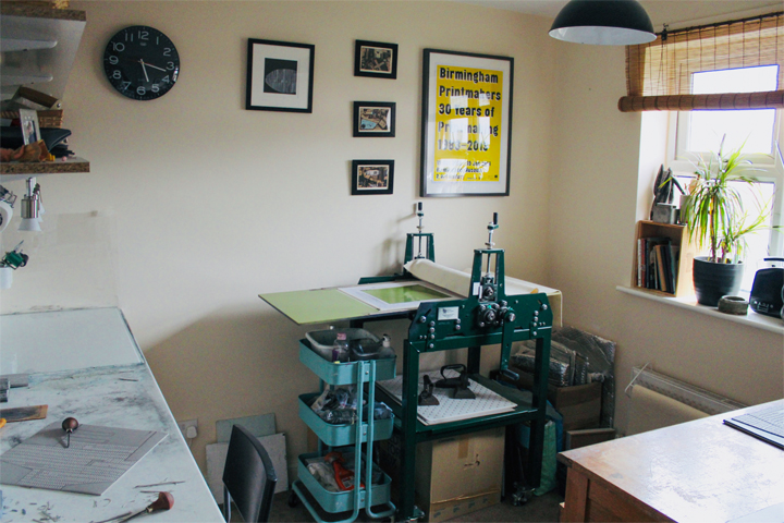 Fiona Humphrey's printmaking studio