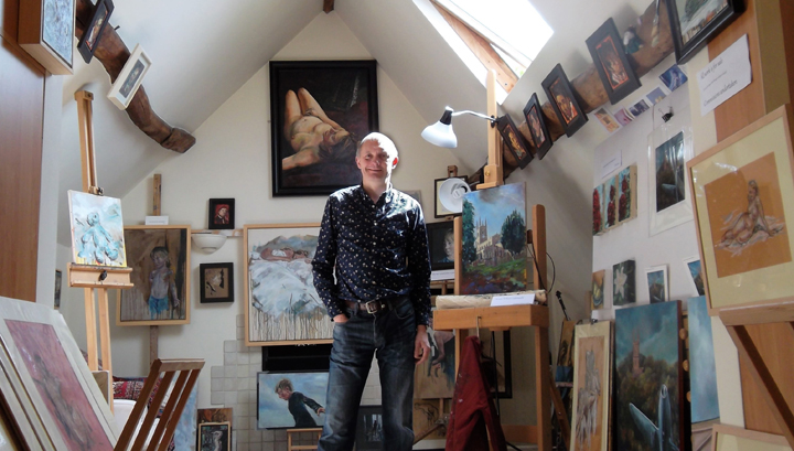 Mark Hancock in his studio in Leicester