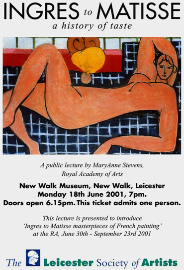 Ingres to Matisse lecture poster 2001