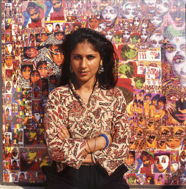 Thumbnail image of Chila Kumari Burman stands infront of her work - Chila Kumari Burman: Artist's Talk