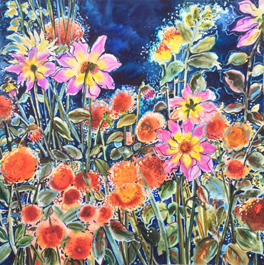 Dahlia Fest Painting by Lyn Armitage