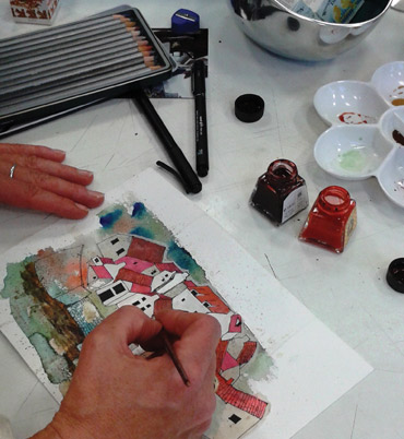 Student painting in Rita Sadler's course