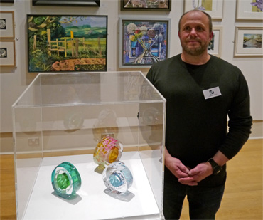 Thumbnail image of Graeme Hawes, Guy Dixon Prize winner, with 'Oriental Blossom', 'Oriental Blossom 2' and 'Oriental Garden' - Annual Exhibition 2016 - Prize Winners