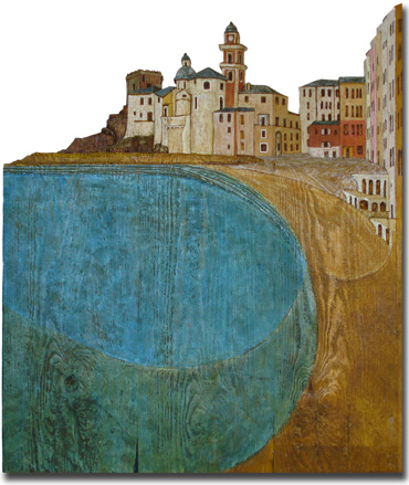 Camogli Carved & painted wood by Jenny Cook