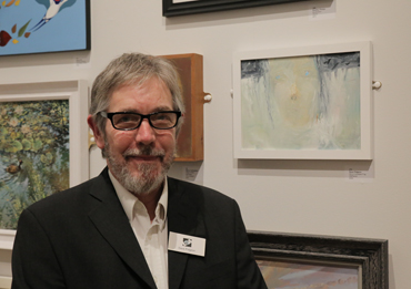 Thumbnail image of Dave Pidgeon in front of 'Girl in Constant Fog' - LSA Annual Exhibition 2017 Prize Winners
