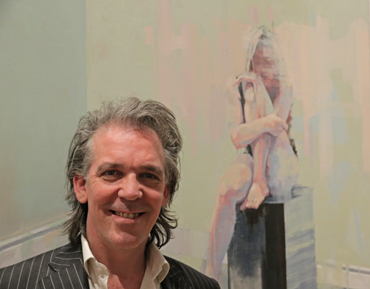 Thumbnail image of Scott Bridgwood in front of 'Seated Figure' - LSA Annual Exhibition 2017 Prize Winners