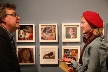 Thumbnail image of LSA President Lars Tharp with Becky Hayley, winner of the&nbsp;First Prize for Best Work - Little Selves - Student Prizes