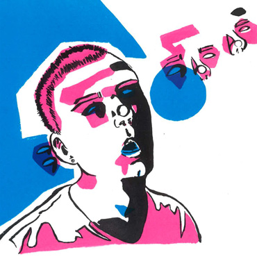 Thumbnail image of Tristan Angus, Leicester College, 'Self Portrait', screenprint, winner of - Little Selves - Student Prizes