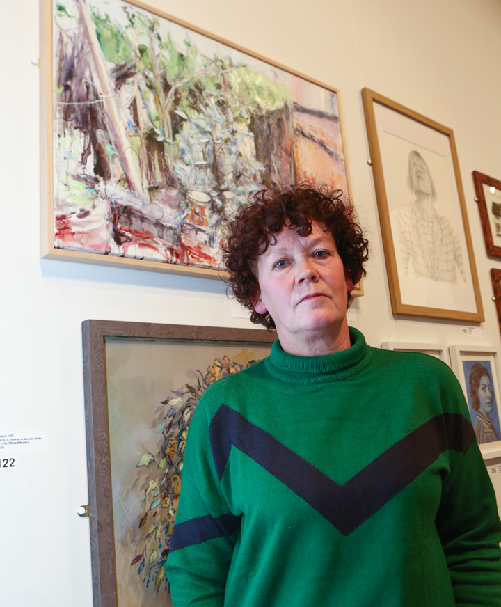 Deborah Ward in front of her prize-winning work