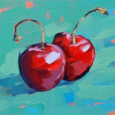 Oil painting of cherries by Jane French