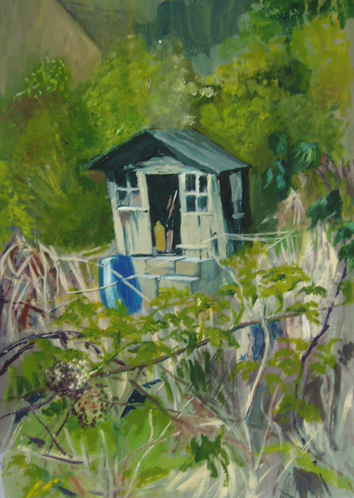 Anthony Beber - a painting from the Allotment Hut series