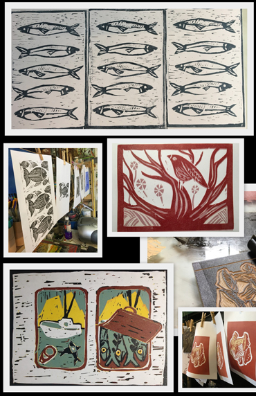 Jo Sheppard image -student lino prints