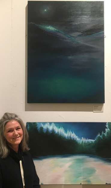 Thumbnail image of Jane Domingos with her work at The Open Exhibition - The Open Exhibition