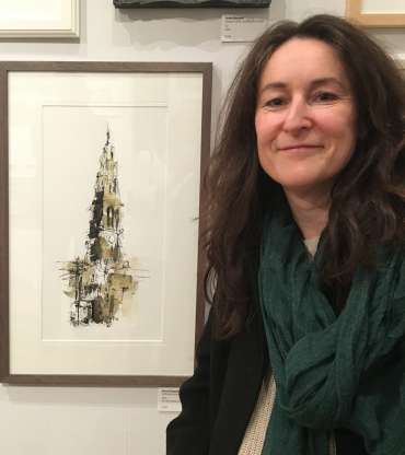 Thumbnail image of Emma Fitzpatrick with her work at The Open Exhibition - The Open Exhibition