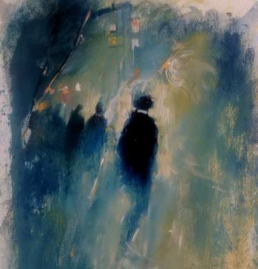Thumbnail image of 58:&nbsp; Linda Sharman, 'Figures through the Light, Leicester' - LSA Annual Exhibition 2020 | Artwork