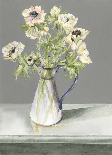 Thumbnail image of Vivienne Cawson, 'Anemones in a Blue and White Jug' - Inspired | April
