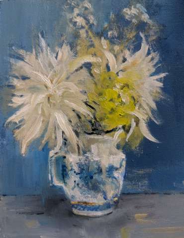 Thumbnail image of Linda Sharman, 'Last few Flowers from a bouquet in old cream jug' - Inspired | June
