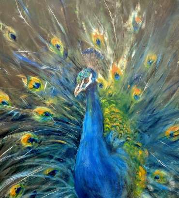 Thumbnail image of Linda Sharman, 'Peacock',&nbsp; (work in progress) - Inspired | July