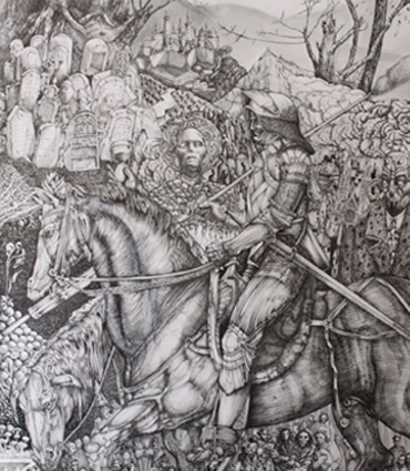 Exhibition  |  Large drawing by George Sfougaras on loan to New Walk Museum
