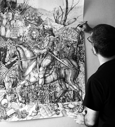 George Sfougaras working on The Knight, Death and the Devil