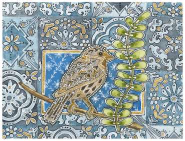 Thumbnail image of 10 &nbsp;|&nbsp; Maria Boyd | Wren on Blue Tiles - LSA Annual Exhibition 2021 | Catalogue A - C