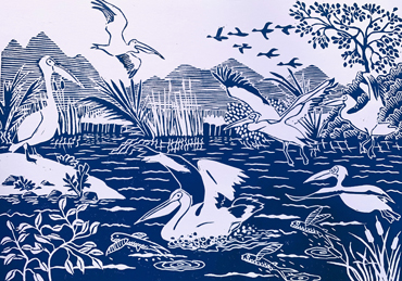 Frank Bingley, Pelican Place, linocut