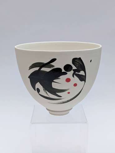 Thumbnail image of 051 Nigel Gossage | Unglazed porcelain bowl with brushwork - LSA Annual Exhibition 2023 | Catalogue D - J