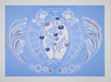 Mandeep Dhadialla, Steam and Seeds linocut print