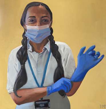 Thumbnail image of ‘Fuzzy’ Fuzila Hajat, Generic technical therapy working in the community in Leicester during the pandemic by Lisa Timmerman