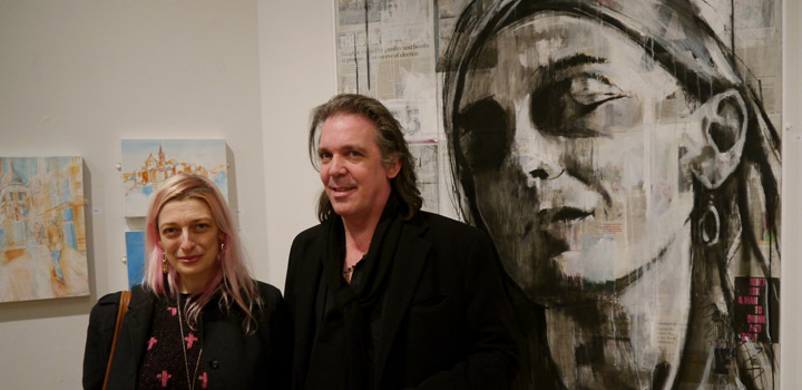 Scott Bridgwood in front of his drawing