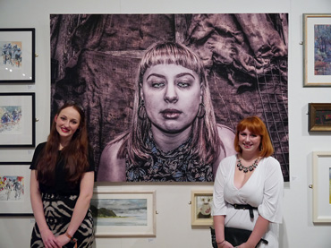 Thumbnail image of Tiffany Tangen in front of her prize-winning work 'Exhausted and Exhibited' - Preview Evening: LSA Annual Exhibition 2016