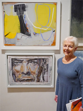 Thumbnail image of Catherine Headley infront of her prize-winning work 'Carn and Gorse' - Preview Evening: LSA Annual Exhibition 2016