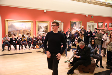 Thumbnail image of Robert Spicer (Loughborough Grammar School student)going forward to receive the Student Digital and Photographic Prize - Little Selves - Preview Photographs