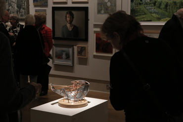 Thumbnail image of Preview of LSA Annual Exhibition 2017 with 'What a Web We Weave', sculpture by Carl Swanson in the foreground - LSA Annual Exhibition 2017 Preview Evening