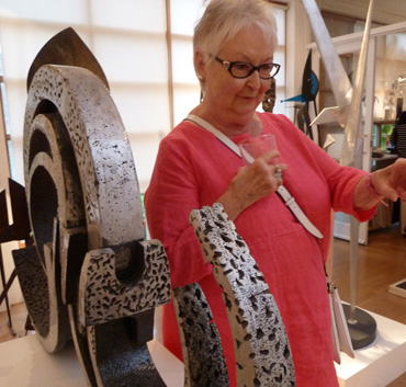 Thumbnail image of John Sydney Carter 'Wave Form' sculpture and LSA member Kathie Layfield - We Explore The Studio Of John Sydney Carter