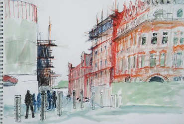 Thumbnail image of Alison Cork - Let's Draw The Cultural Quarter - Leicester's 2nd Urban Sketching Success