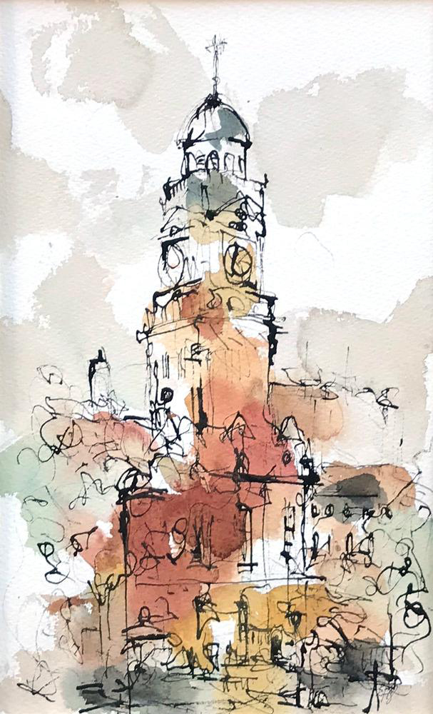 The Town Hall, Leicester, painting by Emma Fitzpatrick