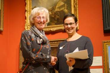 Thumbnail image of Lesley Brooks receiving the Rosemary & Co Brushes Prize, Ruth Singer - LSA Annual Exhibition - Preview Evening